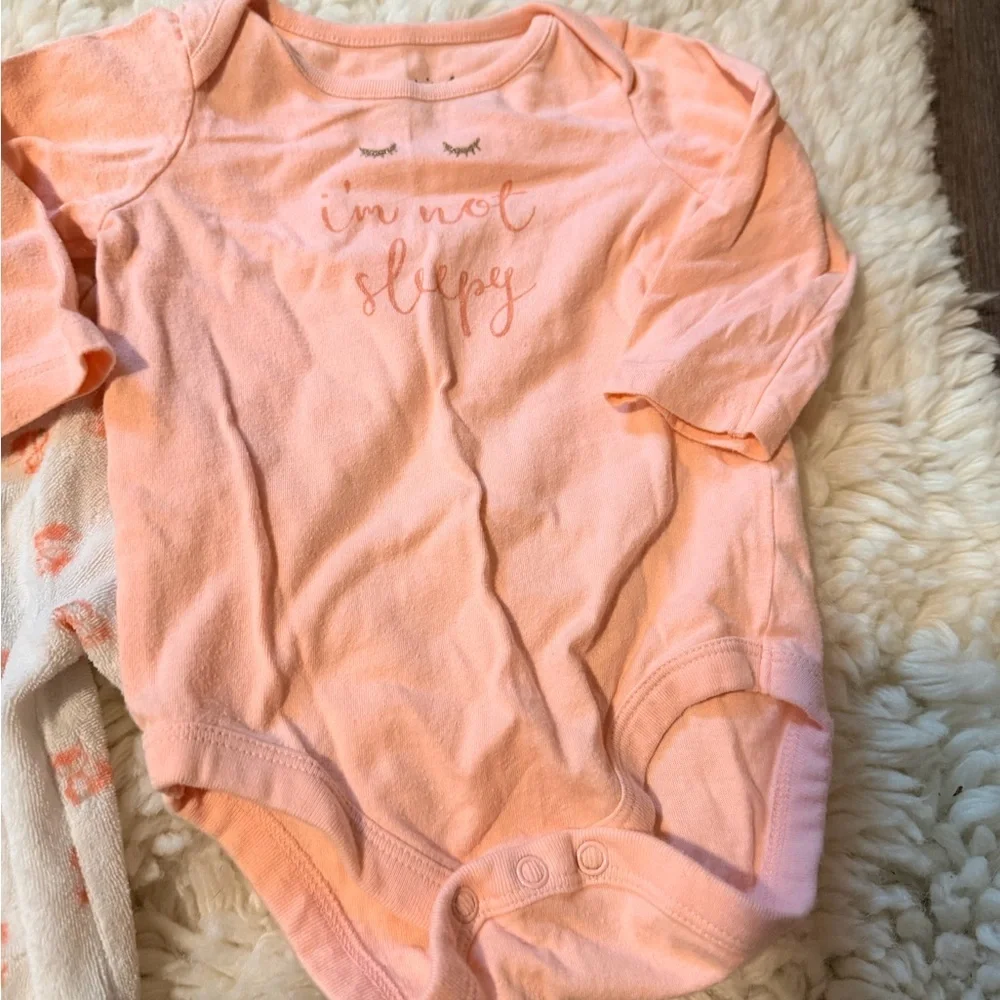 Carter's Gray, Pink, White, and Navy Bodysuit Set